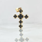 Pendant Four-Leaf Clover VCyA 2.8gr / 3.2cm / Black Onyx Spotted 18K Yellow Gold