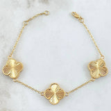 Classic Link Bracelet Gradual VCyA Clover 6.95gr / 16cm-18cm / 1.5mm Diamond Cut Dotted 3pcs 18K Yellow Gold