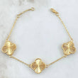Pulso Aro Seguido Trebol 7.45gr / 16cm-19cm / 1.4mm Diamantada 3 Und Oro Amarillo 18K