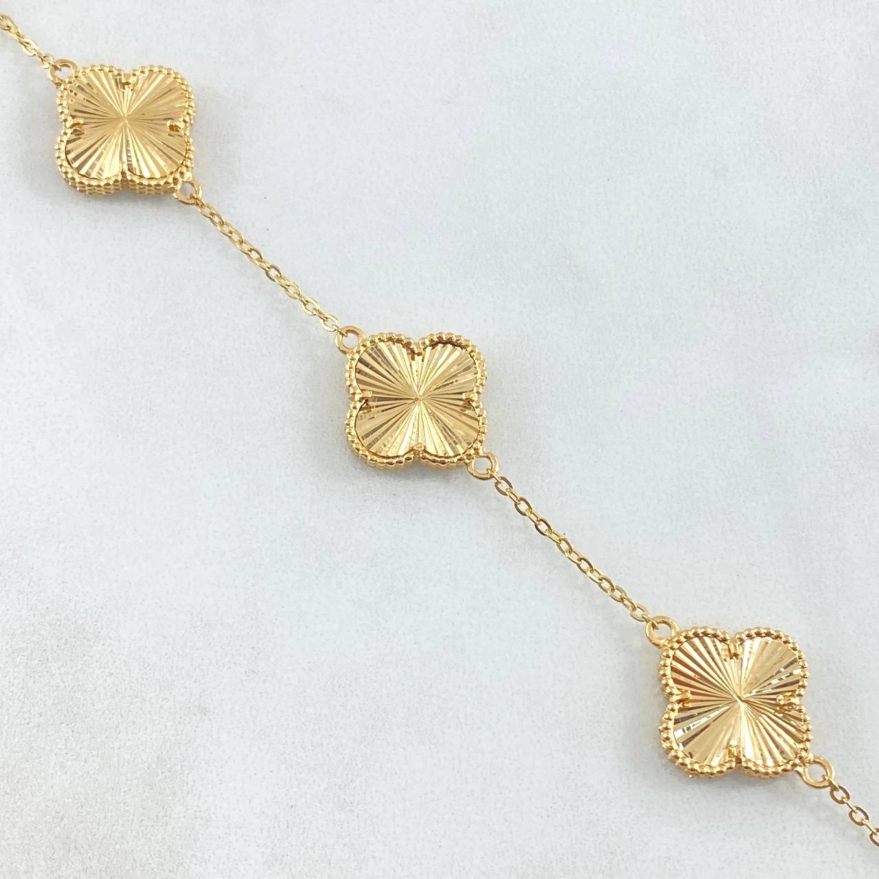 Classic Link Bracelet Clover VCyA 7.45gr / 19cm / Diamond Cut 18K Yellow Gold