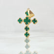 Dije Cruz Trebol 2.6gr / 3.2cm / Verde Malaquita Punteado Oro Amarillo 18K
