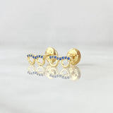 Stud Earrings Glasses 0.65gr / 3.6mm Blue Zircons 18K Yellow Gold ©