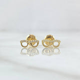 Stud Earrings Glasses 0.65gr / 3.6mm White Zircons 18K Yellow Gold *