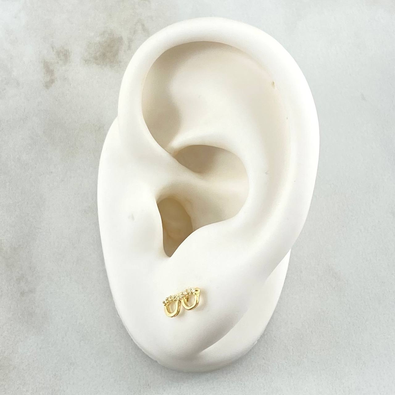 Stud Earrings Glasses 0.65gr / 3.6mm White Zircons 18K Yellow Gold *