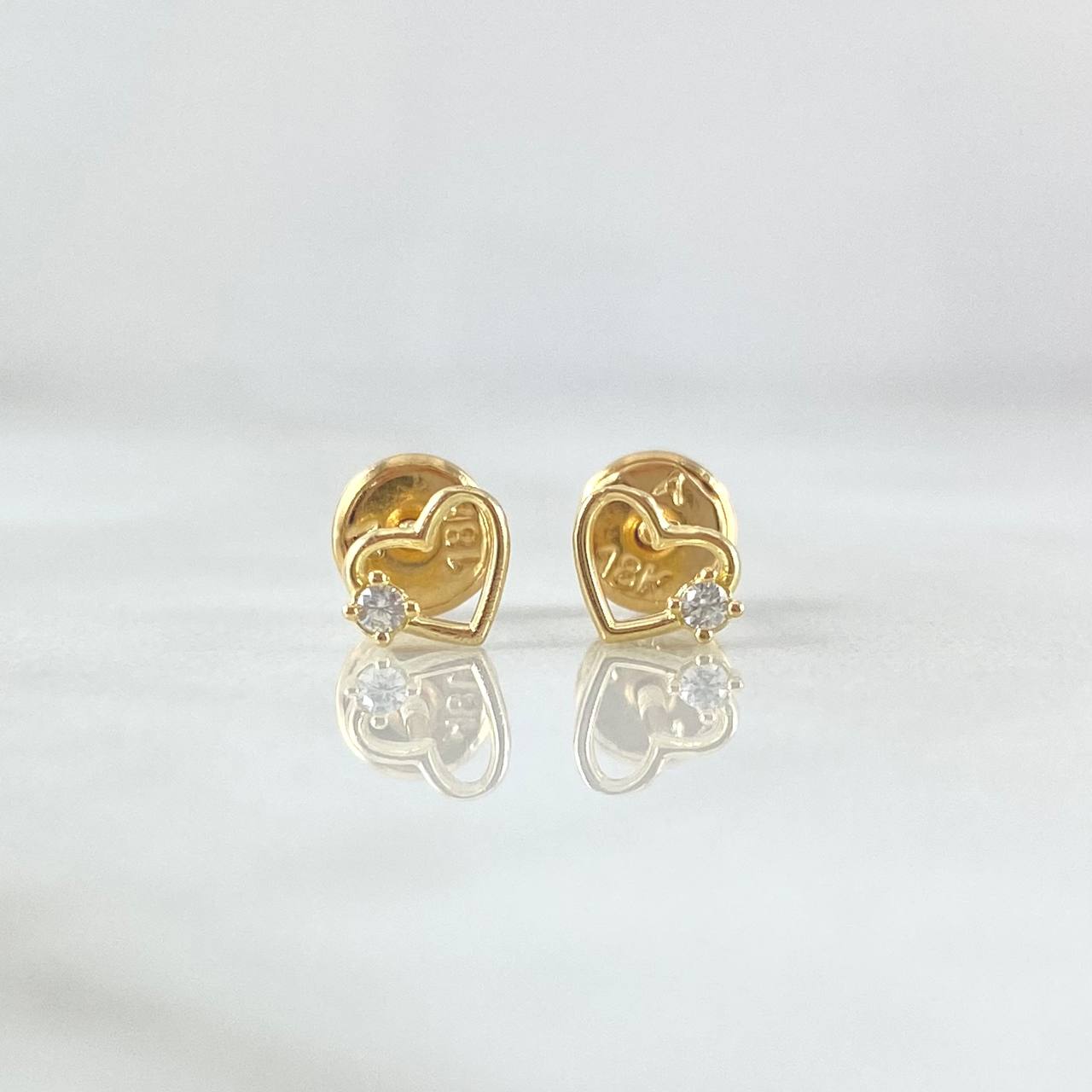 Topos Corazón Oblicuo 0.6gr / 5mm Silueta Circon Blanco Oro Amarillo 18K ©