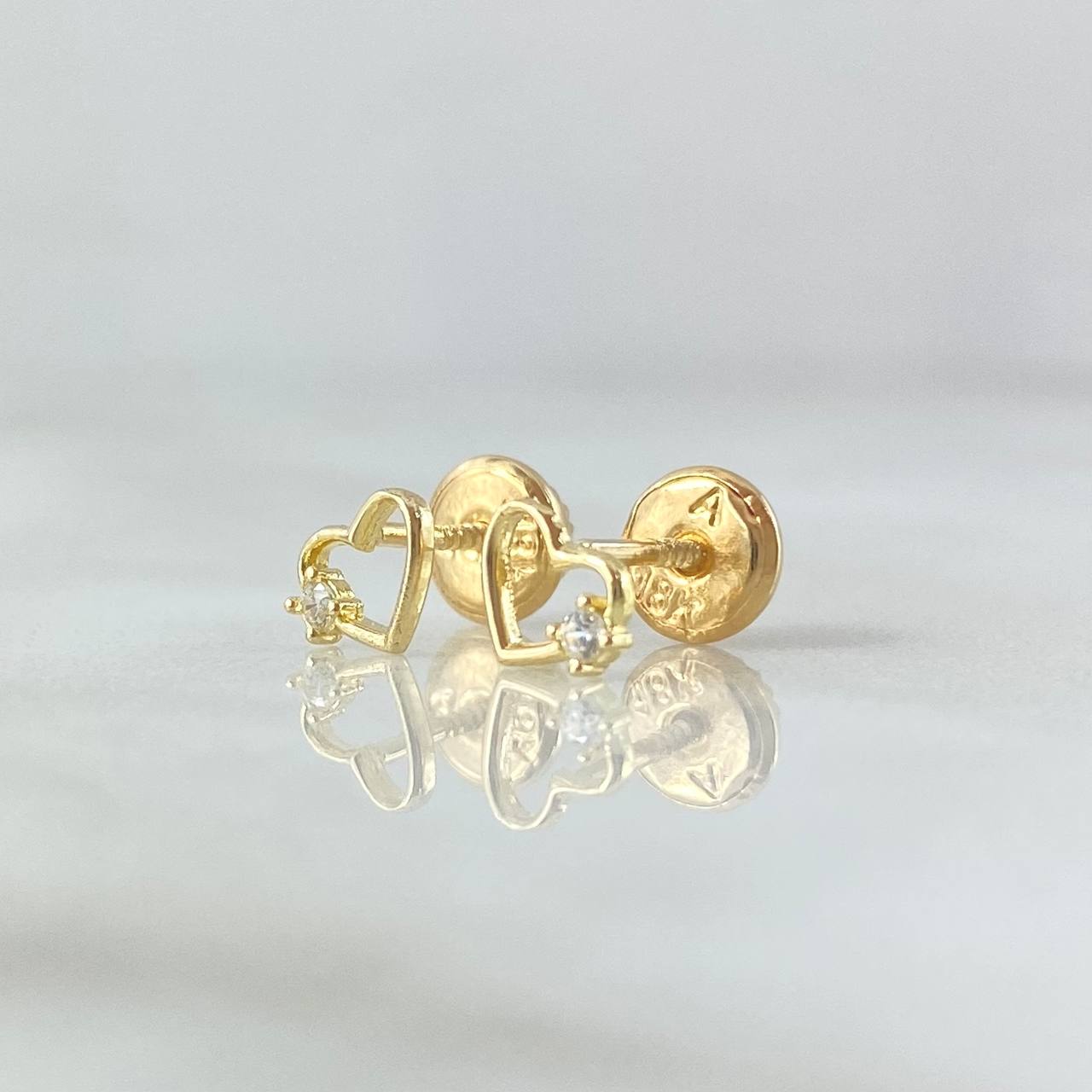 Topos Corazón Oblicuo 0.6gr / 5mm Silueta Circon Blanco Oro Amarillo 18K