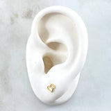 Topos Corazón Oblicuo 0.6gr / 5mm Silueta Circon Blanco Oro Amarillo 18K *