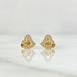 Topos Doble Corazón Oblicuo 0.9gr / 7mm Silueta Circones Blancos Oro Amarillo 18K ©