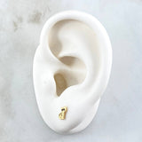 Stud Earrings Cat Coquett Black Eyes 0.8gr / 6mm White Zircons 18K Yellow Gold