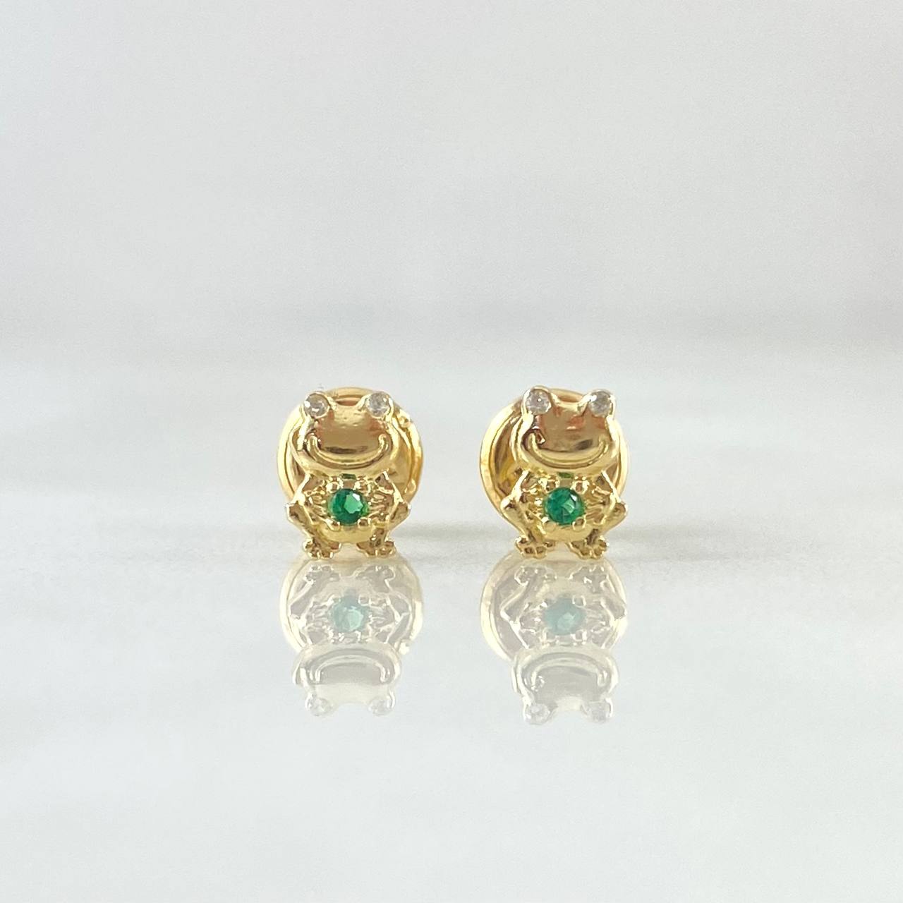 Topos Rana Animada 0.65gr / 6mm Circones Blancos Verde Oro Amarillo 18K