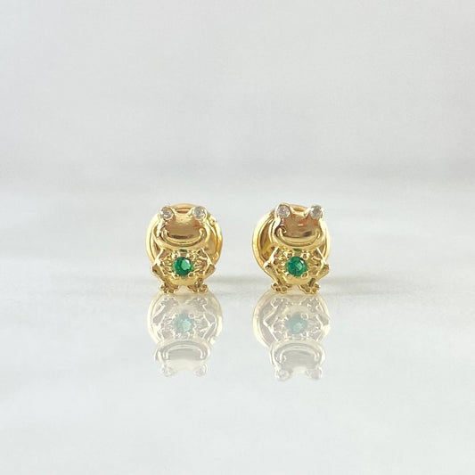 Stud Earrings Animated Frog 0.65 g / in / 6 mm Yellow Gold 18K