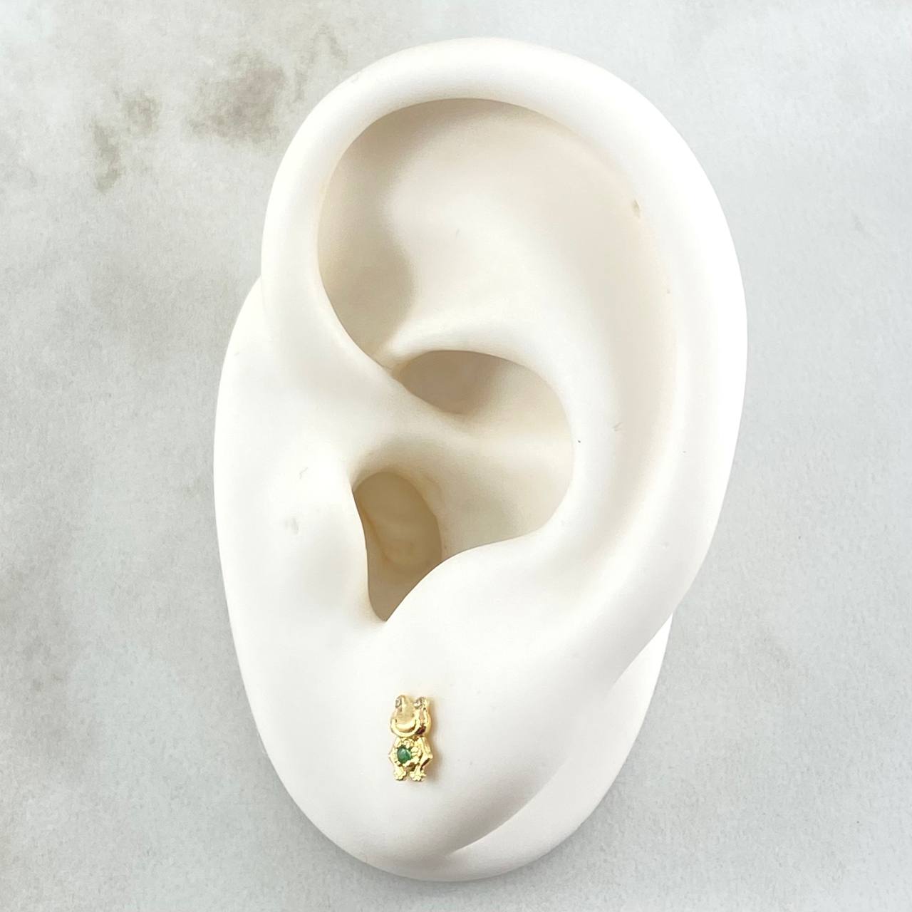 Topos Rana Animada 0.65gr / 6mm Circones Blancos Verde Oro Amarillo 18K