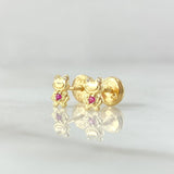Stud Earrings Animated Frog 0.65gr / 6mm White Fuchsia Zircons 18K Yellow Gold