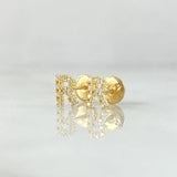 Stud Earrings Letter R 0.7gr / 6mm White Zircons 18K Yellow Gold