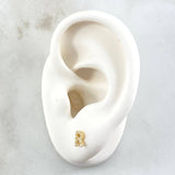 Stud Earrings Letter R 0.7gr / 6mm White Zircons 18K Yellow Gold