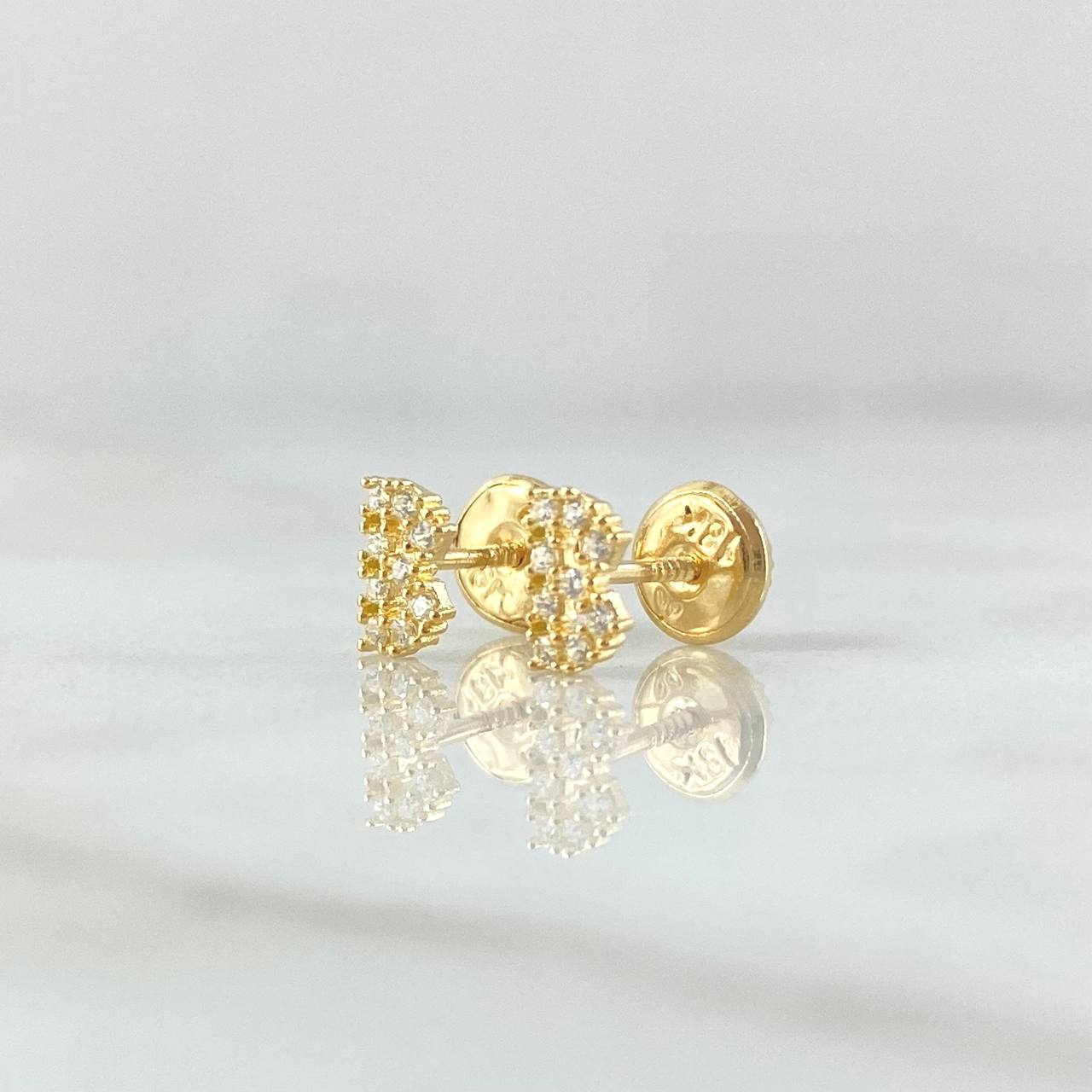 Stud Earrings Letter B 0.7gr / 6mm White Zircons 18K Yellow Gold *