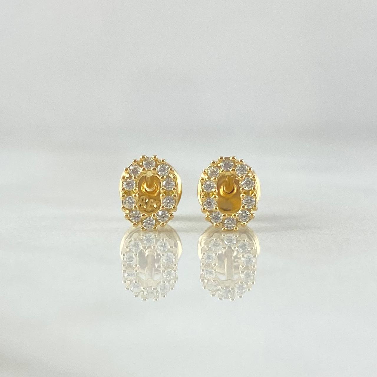 Stud Earrings Letter O 0.7gr / 6mm White Zircons 18K Yellow Gold