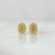 Stud Earrings Letter O 0.7gr / 6mm White Zircons 18K Yellow Gold