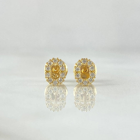Stud Earrings Letter O 0.7gr / 6mm White Zircons 18K Yellow Gold
