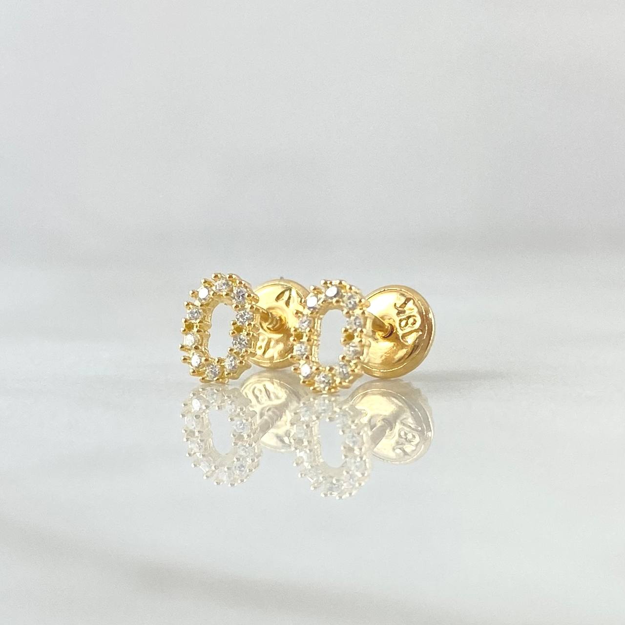 Stud Earrings Letter O 0.7gr / 6mm White Zircons 18K Yellow Gold