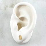 Stud Earrings Letter O 0.7gr / 6mm White Zircons 18K Yellow Gold