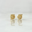 Stud Earrings Letter F 0.65gr / 6mm White Zircons 18K Yellow Gold ©