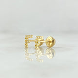 Stud Earrings Letter F 0.65gr / 6mm White Zircons 18K Yellow Gold ©
