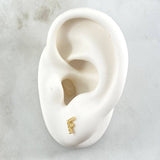 Topos Letra F 0.65gr / 6mm Circones Blancos Oro Amarillo 18K *