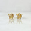 Stud Earrings Letter W 0.9gr / 6mm White Zircons 18K Yellow Gold *