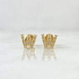 Stud Earrings Letter W 0.9gr / 6mm White Zircons 18K Yellow Gold *