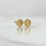 Topos Letra Y 0.6gr / 6mm Circones Blancos Oro Amarillo 18K *