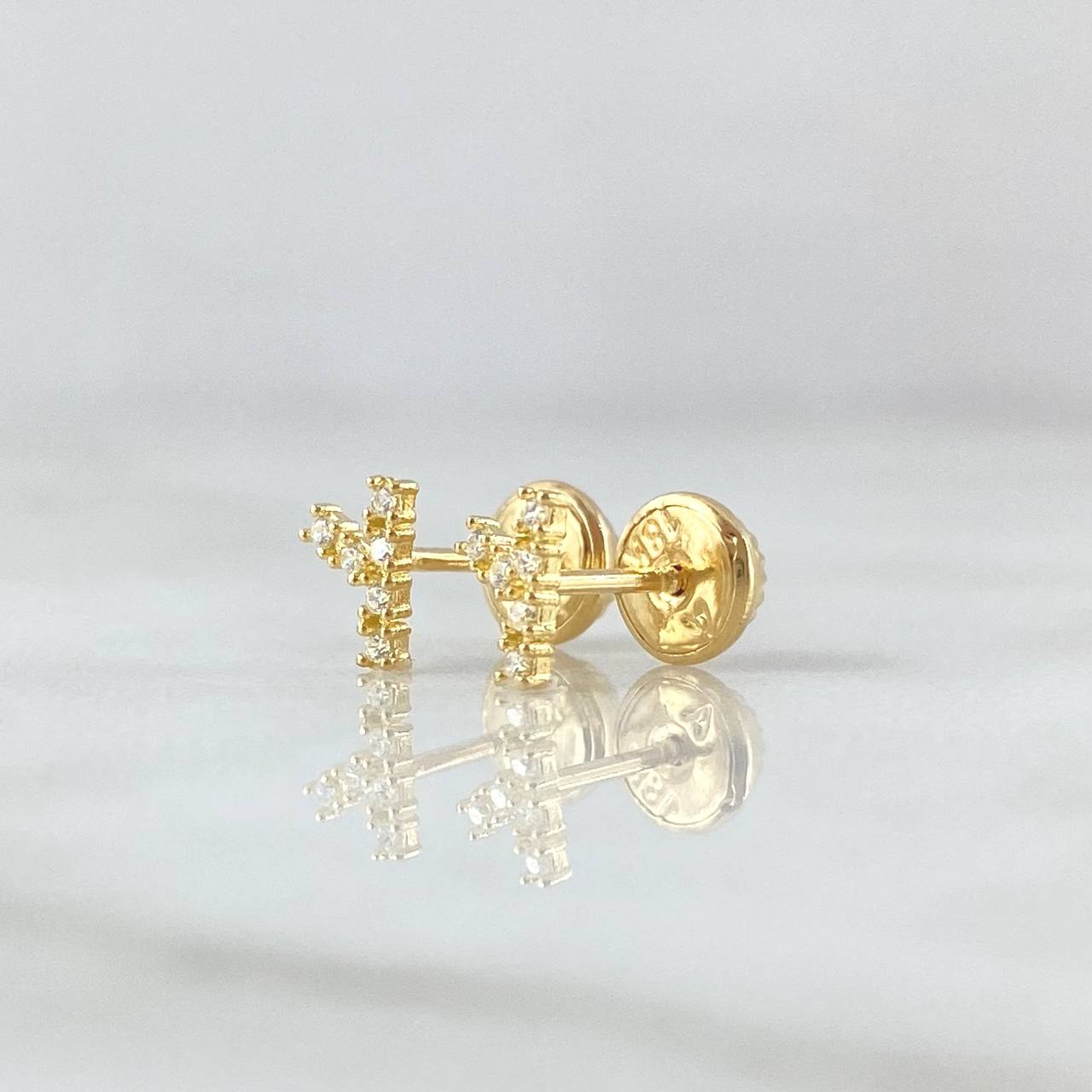 Topos Letra Y 0.6gr / 6mm Circones Blancos Oro Amarillo 18K *