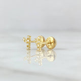Topos Letra Y 0.6gr / 6mm Circones Blancos Oro Amarillo 18K *