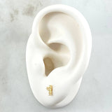 Topos Letra Y 0.6gr / 6mm Circones Blancos Oro Amarillo 18K *
