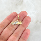 Pendant Zapato Guayo 1.6gr / 1.8cm / Smooth White Zirconia 18K Yellow Gold ©