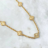 Cadena Aro Seguido Treból 34gr / 55cm / 3.6mm Diamantado Borde Punteado Oro Amarillo  18K ©