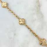 Cadena Aro Seguido Treból 34gr / 55cm / 3.6mm Diamantado Borde Punteado Oro Amarillo  18K ©