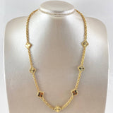Cadena Aro Seguido Treból 34gr / 55cm / 3.6mm Diamantado Borde Punteado Oro Amarillo  18K ©