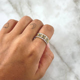 Trio of Rhombus Ring 4.8gr / Size 6 / White and Green Zircons 18K Yellow Gold ©