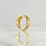 Trio of Rhombus Ring 4.8gr / Size 6 / White and Green Zircons 18K Yellow Gold ©