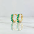 Hoop Earrings Checkered 2.65gr / 1.5cm / Emeralds 60pts 18K Yellow Gold (Jewel) *