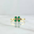 Flower Petal Ring Four Claws 1.75gr / Size 7 1/2 / Emeralds 16pts Diamond 3pts 18K Yellow Gold (Jewel) *