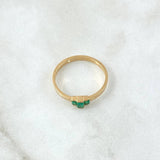 Trio Rectangles Ring 2.1gr / Size 7 1/4 / Emeralds 12pts 18K Yellow Gold (Jewel) *