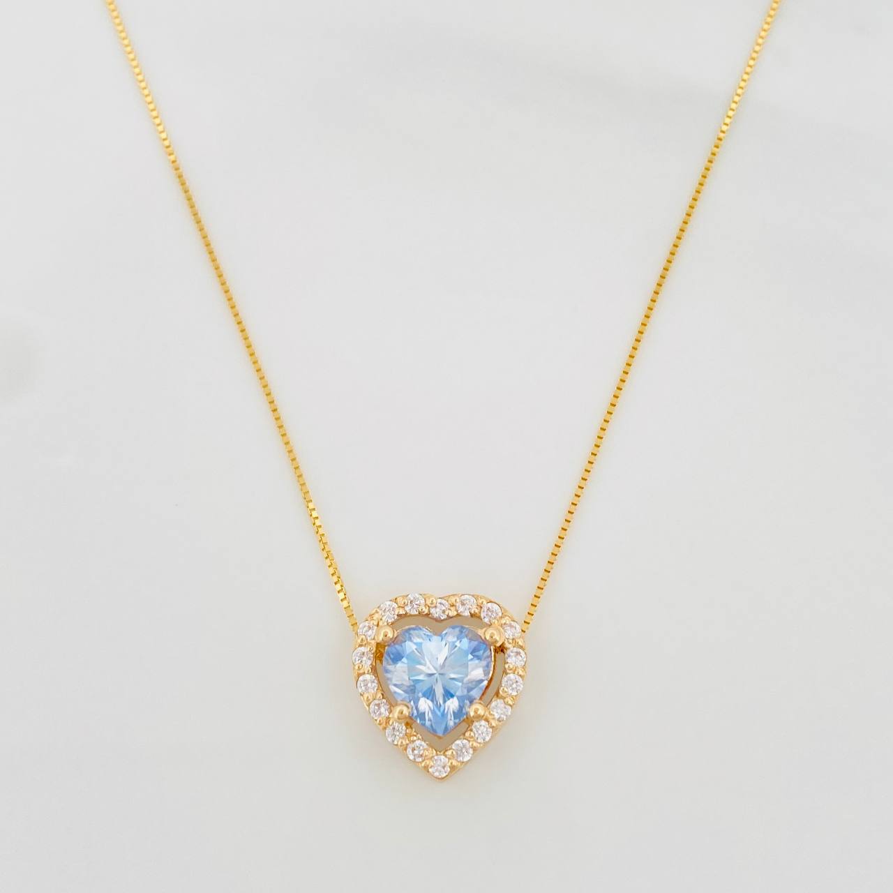 Venetian Chain Set + Heart Pendant Moissanites 1.02 cts / 2.3g / 16 in 18K Yellow Gold