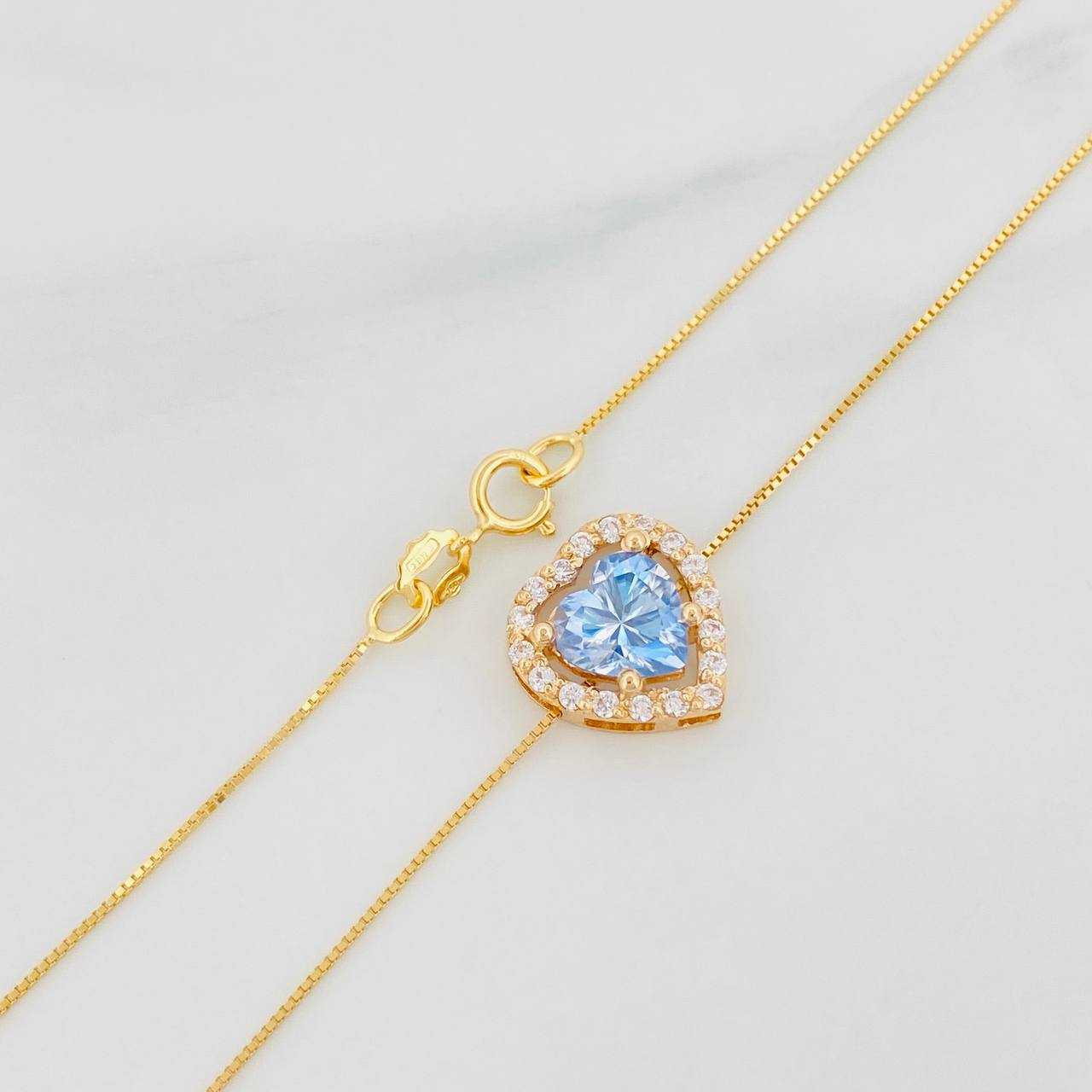 Venetian Chain Set + Heart Pendant Moissanites 1.02 cts / 2.3g / 16 in 18K Yellow Gold