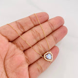 Venetian Chain Set + Heart Pendant Moissanites 1.02 cts / 2.3g / 16 in 18K Yellow Gold