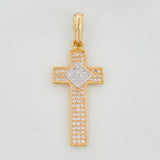 Pendant Cross 2.75g / 14 1/2 in Two Yellow White Golds 18K