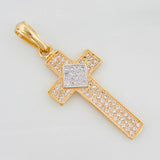 Pendant Cross 2.75g / 14 1/2 in Two Yellow White Golds 18K