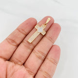 Pendant Cross 2.75g / 14 1/2 in Two Yellow White Golds 18K