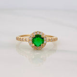 Anillo Solitario Halo 1.9g / T5 1/2 Oro Amarillo 18K
